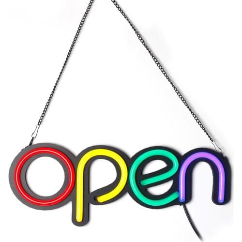 24cm 16'' OPEN Neon Sign LED Lamp Handmade Visual Artwork Bar Club KTV Wall Decoration Commercial Lighting Colorful Neon Bulbs