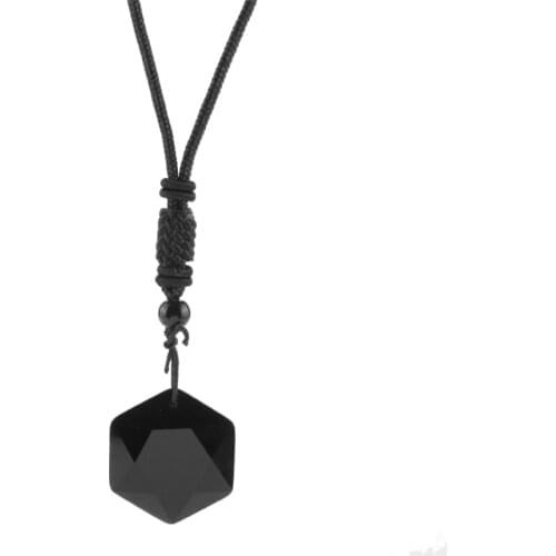 Black Obsidian Six Awn Star Pendant Necklace Obsidian Star Jewelry Obsidian Jade Jewelry Fashion Jewelry