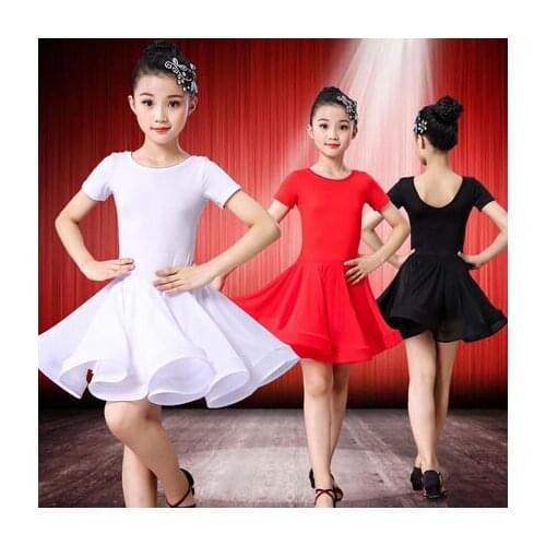 Girl Latin Dance Dress Ballroom Children Dance Costume Salsa Black Kids Red Tango Dresses Dancing Stage Performance Clothing