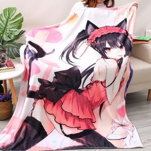 Anime DATE A LIVE Nightmare Cartoon Tokisaki Kurumi Throw Blanket Sofa Slipcover Decoration Beds Plane Travel Warm Blanket Gifts