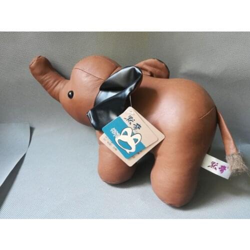 About 32x20cm lovely cartoon brown elephant plush toy PU lenther elephant soft doll Christmas gift h2300