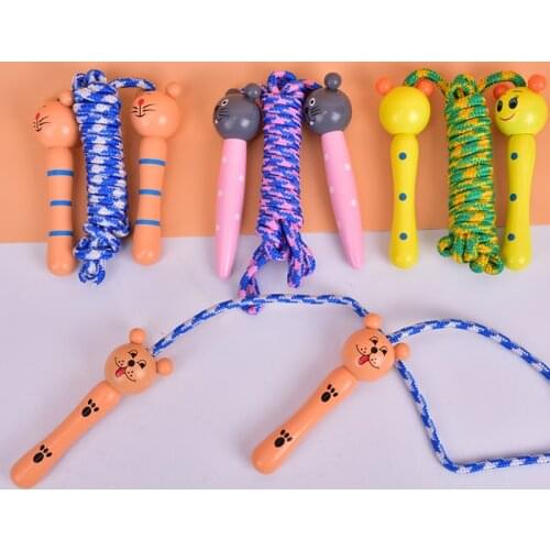 1pcs Kids Jump Ropes Wood Handle Sport Bodybuilding Fitness Lovely Cartoon Skipping Ropes Animal 194cm