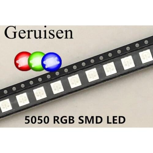 Ultra Bright SMD LED 5050,RGB led 5050 RED BLUE GREEN SMT SMD PLCC-6 LEDS 100PCS
