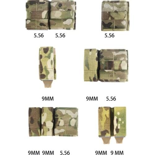 Tactical Airsoft 5.56 9MM Side Triple Magazine Pouch Multicam Vest Molle Mag Ammo Pouch Bags