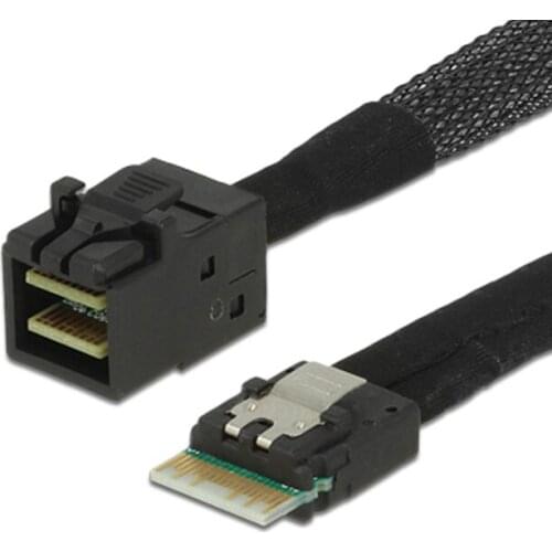 NGFF Slim Line SAS 4.0 SFF-8654 4i 38pin Host to HD Mini SAS 4i SFF-8643 36pin Target Cable 50cm
