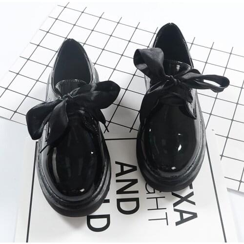 New England style retro PU shoes Round Head Low help Martin Shoes College Japanese Bowknot Princess Kawaii Girl Women Shoes