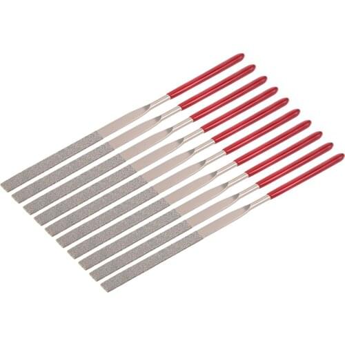 Uxcell 10pcs 3mm x 140mm Flat Diamond Needle File 150 Grit metal glass stone file for mechanics, electronics repair woodwork