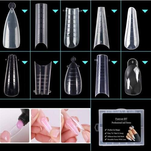Top Forms For Extension Nails Mold Reusable Clear Dual Form Poly UV Gel Build French Art False Nails Manicure Tools
