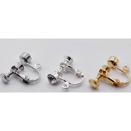 Rotate Screw Back Clip On No pierced Clip Earrings With Loop Hanger Connectors Rhinestone Paved Earrings Findings DIY Settings