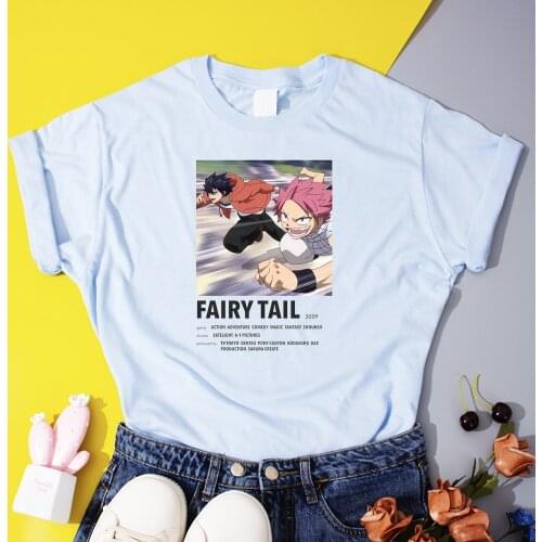 Japanese Manga Fairy Tail T-Shirts Female Hip Hop Anime T Shirt Summer Fun Vogue Women Tops Casual Cotton Comfy Lady Tee Shirts