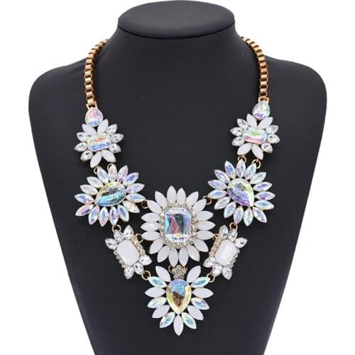 2021 New Indian Ethnic Statement Choker Necklace Women Rhinestone Acrylic Flower Water Drop Large Collar Necklace Jewelry Female
