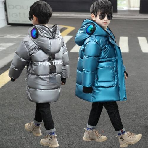 Winter Jacket Girls Thick Warm Snow Wear Cotton Long Outwear Childrens Casual Hooded Print Korean Boys Coat Kids Autumn 4-16 Y