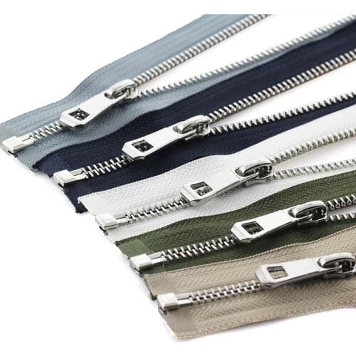 1pc 5# 35/45/55/65/75/85cm Open-End Auto Lock Platinum Plating Metal Zipper Use For Clothes Shoes Pocket Garment