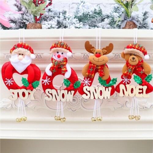 1PC Christmas Ornaments Santa Claus Snowman Elk Bear Pendant Doll Alphabet Bell Pendant Christmas Party Home Decoration