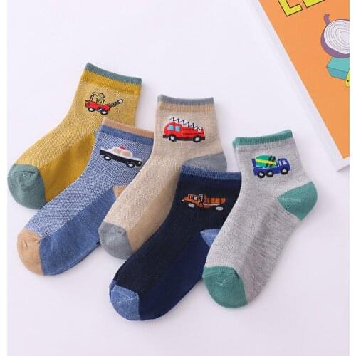 5Pairs Spring and Summer Mesh Thin Breathable Childrens Socks Bear Mosquitoes Boys and Girls Socks Polyester Cotton Baby Socks