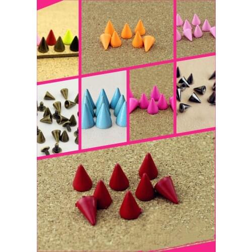 50pcs 7*10mm Bullet Cone Colored Studs And Spikes For Clothes DIY Handcraft Garment Rivets For Leather Bag Shoes tachuelas ropa