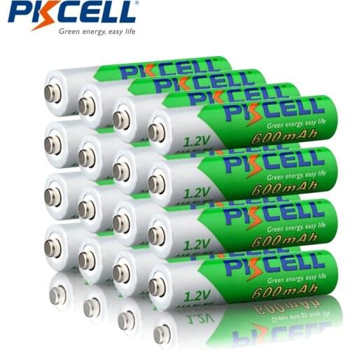 16pcs PKCELL AAA NIMH Rechargeable 1.2V 600mAh Pre-charged Low Self-discharged Batteries 1200Cycles For Remote Control Toys