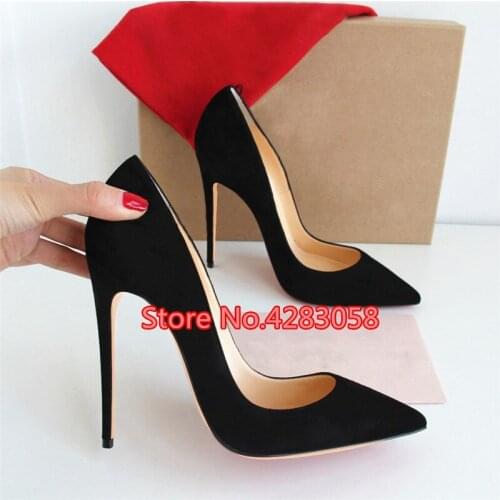 Free shipping fashion women Pumps lady Black suede point toe high heels shoes thin heeled 12cm 10cm 8cm Stiletto bride