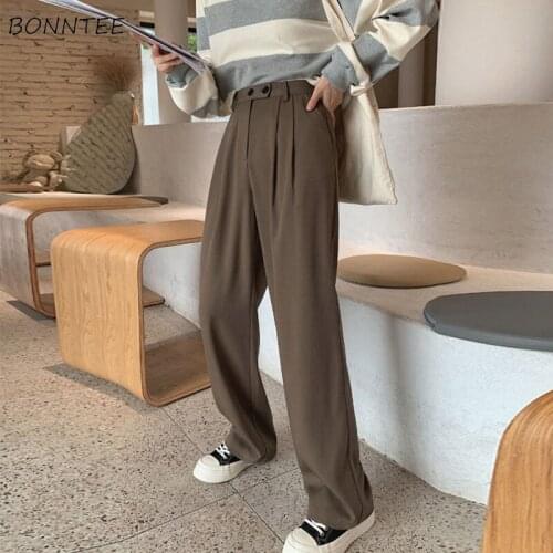 Wide Leg Pants Women All-match Student Casual Large Size S-3XL Solid Cozy Autumn Simple Female Hot Sale Design Stylish Unisex BF
