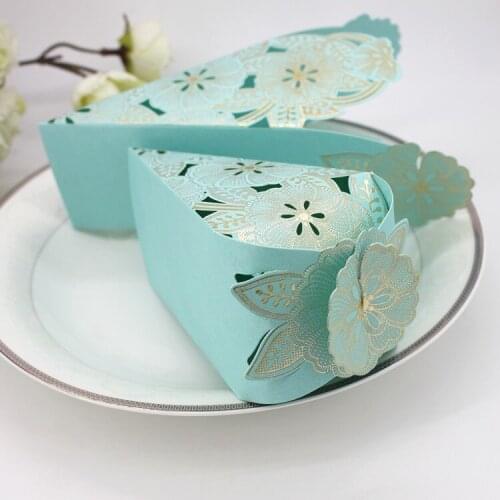 Elegant Flower Cones Wedding Favors Gift Box for Candy 100pcs Packaging Paper Box Marriage Elegant Baby Shower Party Supplies