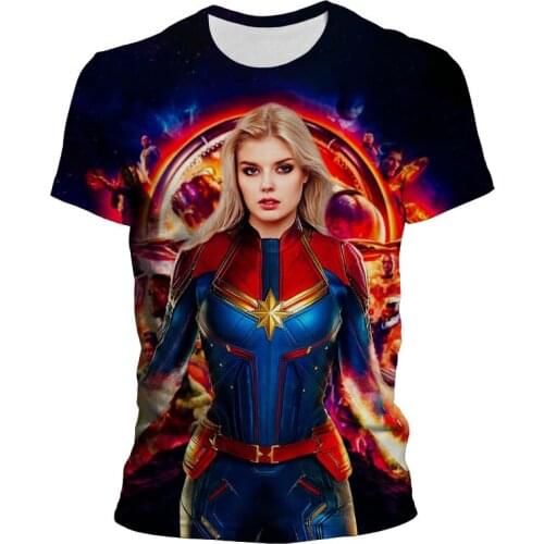 Captain Marvel Short Sleeve T-shirts Summer Fashion Oversized Men Women Clothes Short Sleeve 3D Print Cool Children Tee Shirts