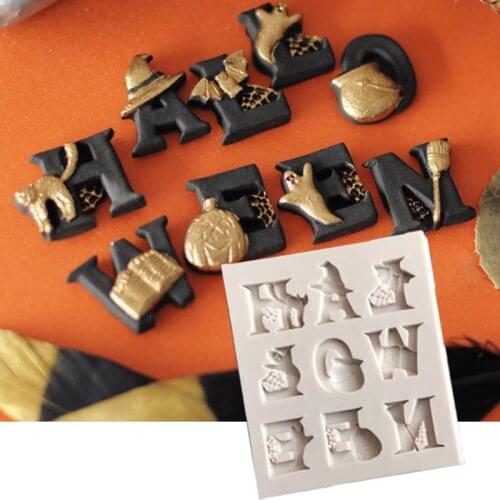 Halloween Themed letters Molds Fondant Cake Decor Tools Silicone Molds Sugarcraft Chocolate Baking Tools For Cakes Gumpaste Form