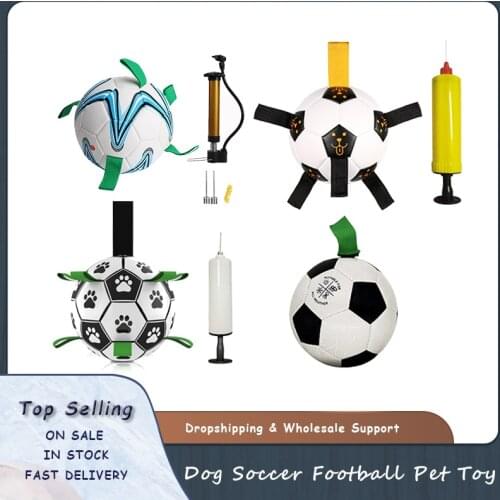 Dog Soccer Ball Interactive Football Tug Water Toy For Small Medium Dog With Grab Tabs Outdoor Training Soccer Pet Accessory
