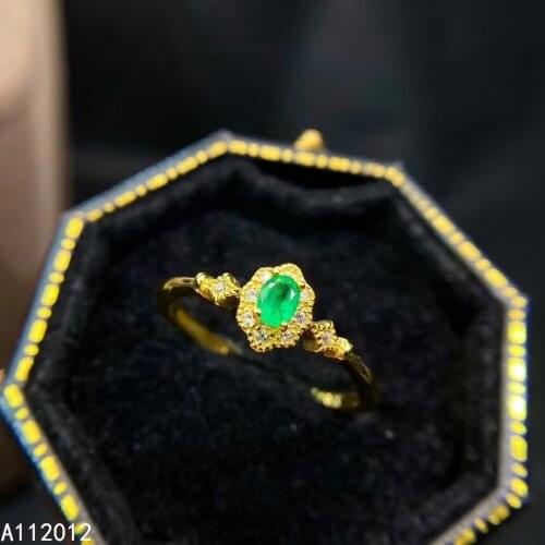 KJJEAXCMY fine jewelry S925 sterling silver inlaid natural Emerald new girl popular gemstone ring support test Chinese style