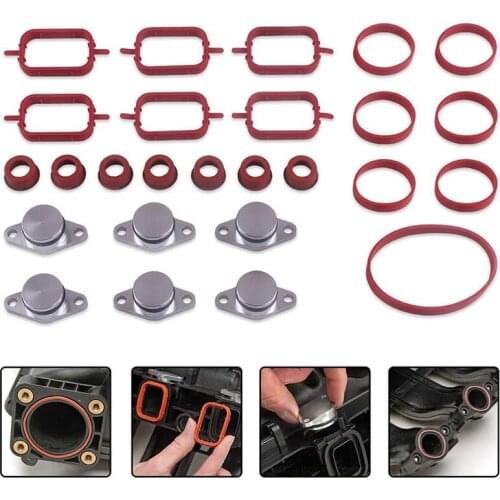 33mm Car Intake Inlet Manifold Seal Gasket Repair Kit Swirl Flap Blanks Plate for-BMW X3 X5 X6 E39 E60 E70 E71 E92