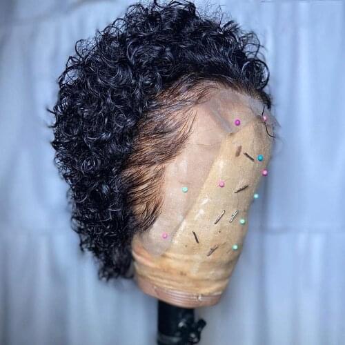 Geeta Curly Bob Lace Front Wigs Pixie Cut Wig 13x4 Remy Malaysian Short Curly Human Hair Wig Curly Short Wigs