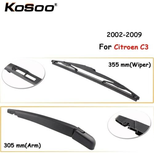 KOSOO Auto Rear Car Wiper Blade For Citroen C3,355mm 2002-2009 Rear Window Windshield Wiper Blades Arm,Car Accessories Styling