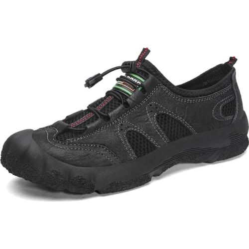 Summer Breathable Men Hiking Shoes Suede + Mesh Outdoor Men Sneakers Climbing Shoes Men Sport Shoes Quick-dry Water Shoes