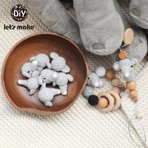 Lets Make 1pc Cartoon Teether Beads Pacifier Holder For Nipples Personalized Elephant Animal Teething Beads For Kids