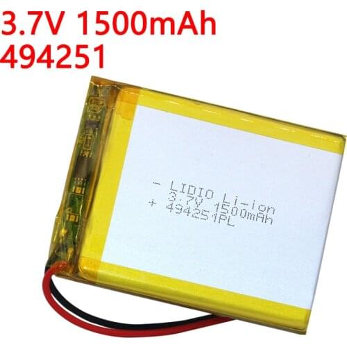 3.7V 1500mah lithium polymer battery 494251 4.2v for navigation GPS driving recorder Solar toys batteries