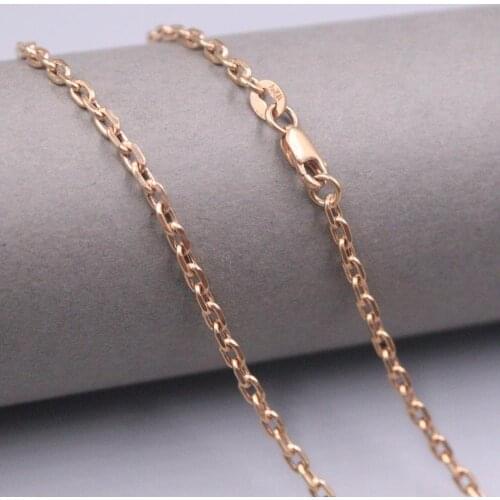 Real 18K Rose Gold Necklace Womens Hollow Cable Chain 2.5mm Female 45cm/18inch Gift Neckalce Jewellery Females Gold Chain