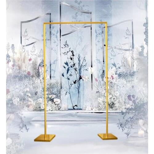 New Square Metal Wedding Arch Shiny Gold Plated Arch Backdrop Stand Stage Rectangular Flower Arch Decoration