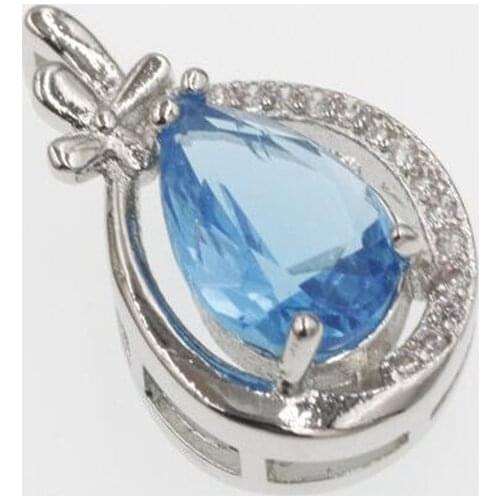 1.7*2.7MM New NEW Fashion Luxury Purple Blue Crystal Necklace Pendants Women Love Heart Design Girl Gift Silver Jewelry #03