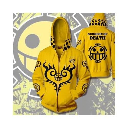 New Anime ONE PIECE Cosplay Costumes Zipper Hoodies Sweatshirts 3D Printing Unisex Adult man/women Clothing