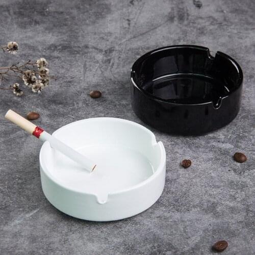 Online shop OEM custom made china factory cheap price stocked white black round ceramic ashtray