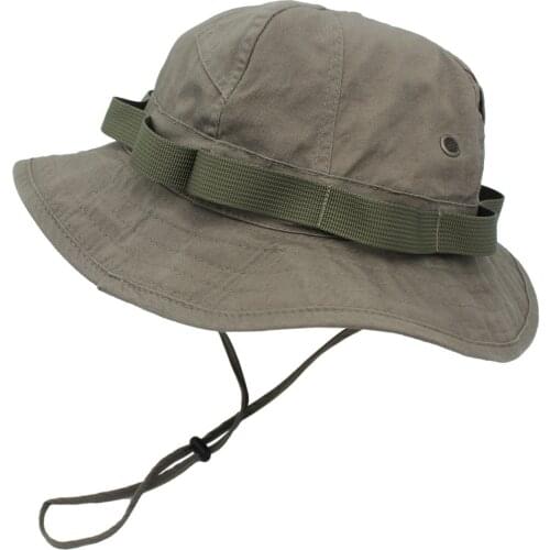 NEW Mens Bucket Hats MOLLE Hiking Camping Fishing Sun Caps Cotton Stylish Fisherman Hat Washable Breathable Outerwear Cap