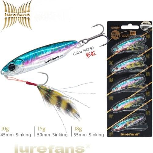 Lurefans Fishing Lure 5pcs/pack 10g/45mm 15g/50mm 18g/55mm Sinking Lamdou Iron Hard Bait Bream Carp Dace Tilapia Fishing Bait