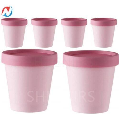 Sheenirs 6pcs 200ml Empty Mask Mixing Bowls With Lids 6.8oz Leakproof Cosmetic Plastic Pot Containers for Spa Facial Slime Cream