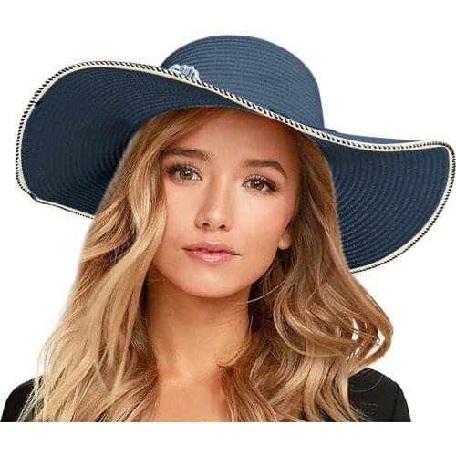 Womens Wide Straw Hats Uv Protect Travel Rolled Cap Lady Female Floppy Tweed Hat Floppy Wide Brim Sun Cap Bowknot Beach Hat