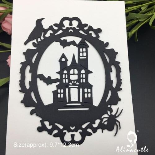 Die Cut Metal Cutting Castle Halloween Oval Alinacraft Scrapbooking Album Papercraft Handmade Card Stencil Art Cutter Punch Die
