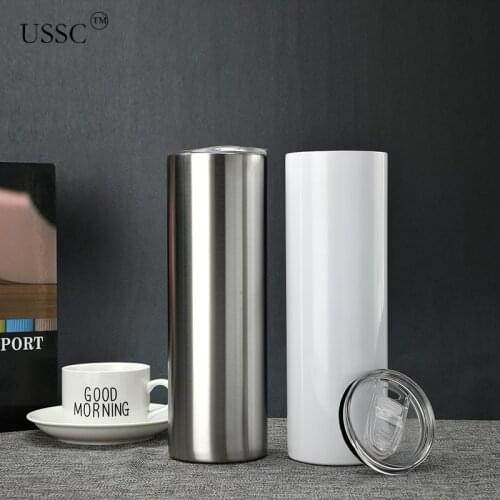 USSC 15/20/30oz DIY Submilation Straight Skinny Tumbler Vacuum Insulated Flask 304 Stainless Steel Thermos Bottle Portable HZ001