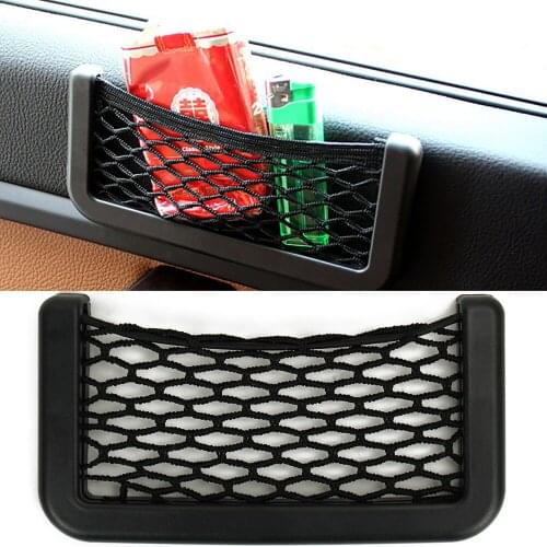 Universal Car Seat Side Back Storage Net Bag Sticker Phone Glasses Card Holder Pocket Organizer Stowing Tidying Auto Accessorie