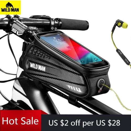 WILD MAN Rainproof MTB Bicycle Bag Cycling Frame Front Top Tube Touchscreen Phone Bag Reflective Phone Case Bike Accessories