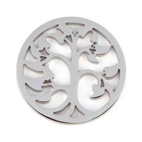Vinnie Design Jewelry Stainless Steel 33mm Hollow Tree Life Coin for Pendant Necklace