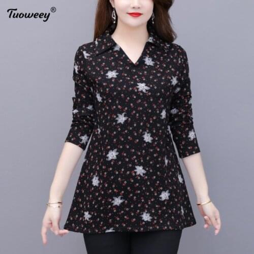 Female Flower Print Fashion Loose 2021 New Summer Middle Aaged Women Korean turn down collar Blouse Tops Plus Size 5xl Shirt