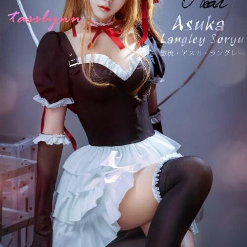 E.VA Cosplay Asuka Langley Soryu Cosplay Costume Anime Asuka Gothic Lolita Dress Women Party Halloween Carnival Costumes